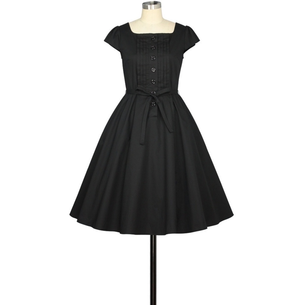 Plus Size Pin Up Belt Pockets Flared Circle Dress